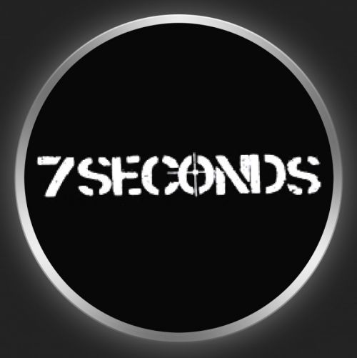 7 SECONDS - White Logo On Black Button