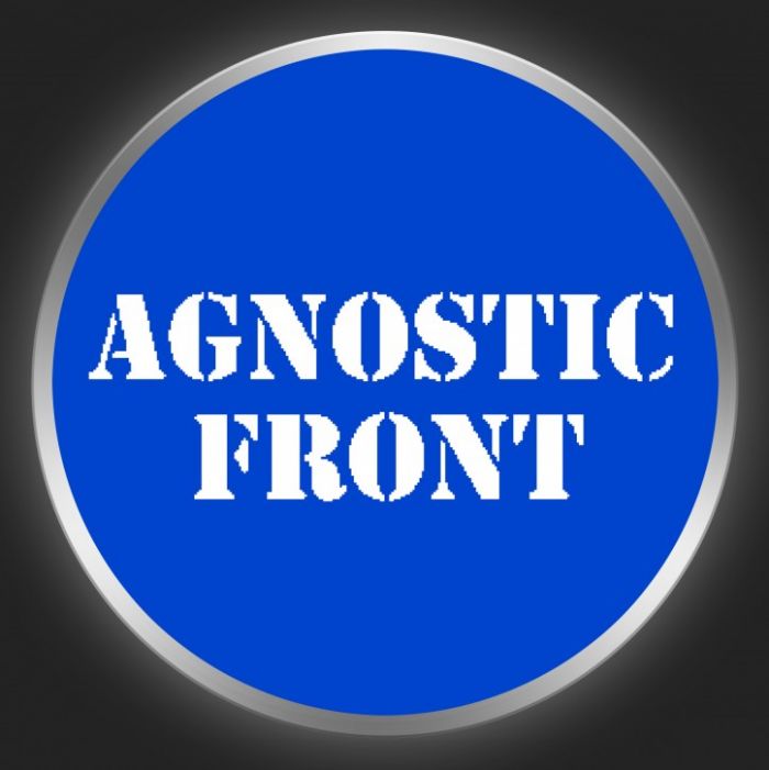 AGNOSTIC FRONT - White Logo On Blue Button