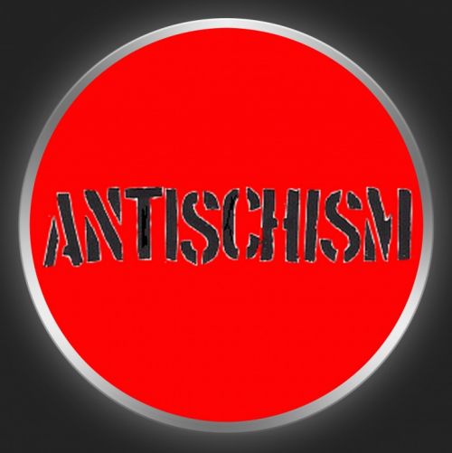 ANTISCHISM - Black Logo On Red Button