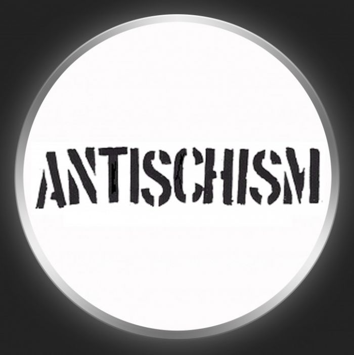 ANTISCHISM - Black Logo On White Button