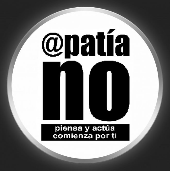 APATIA NO - Black Logo On White Button