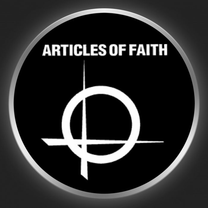 ARTICLES OF FAITH - White Logo On Black Button