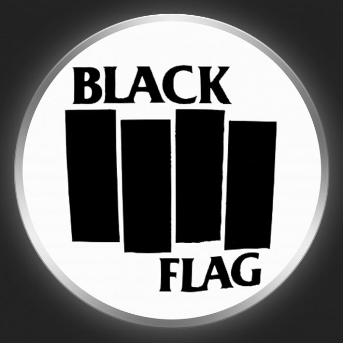 BLACK FLAG - Black Logo 1 On White Button