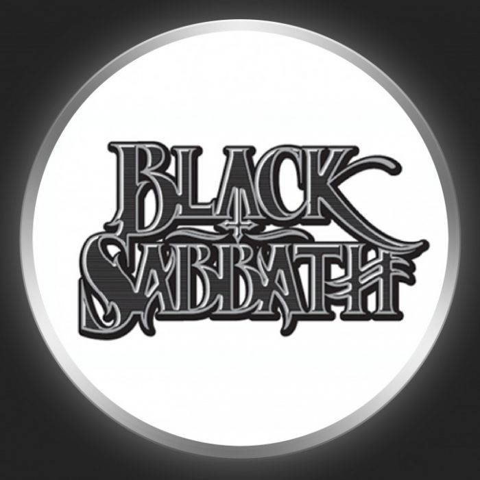 BLACK SABBATH - Black Logo On White Button
