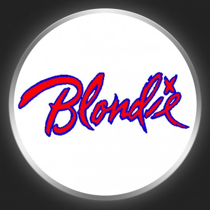 BLONDIE - Red Logo On White Button