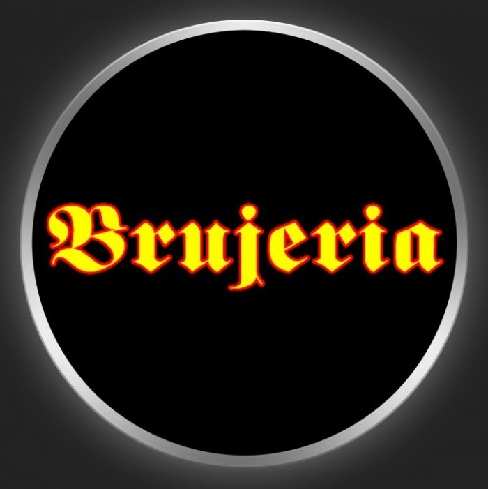 BRUJERIA - Yellow Logo On Black Button