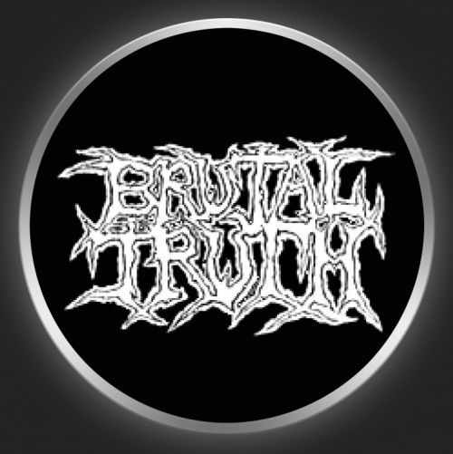 BRUTAL TRUTH - White Logo On Black Button