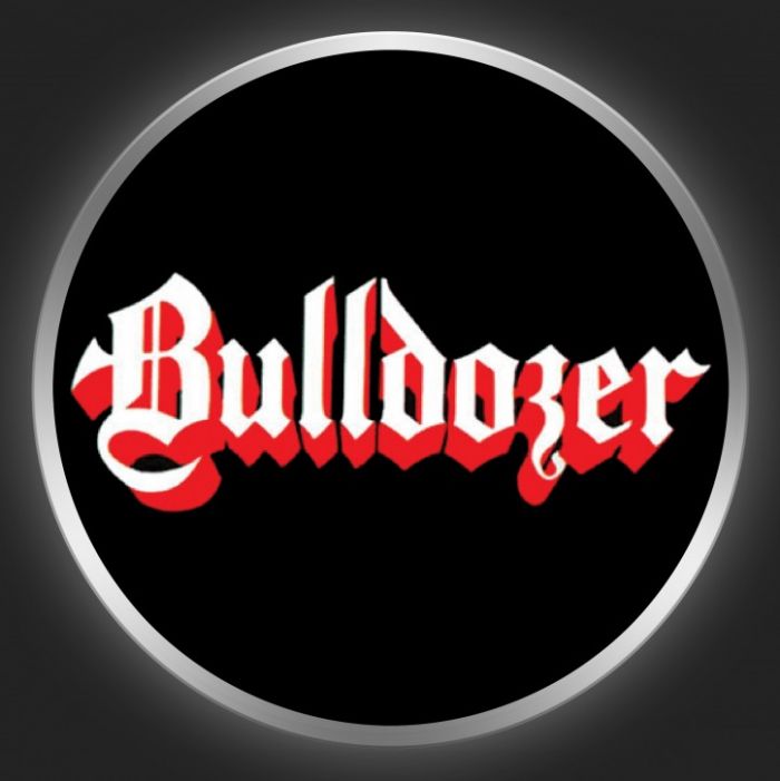BULLDOZER - Red / White Logo On Black Button