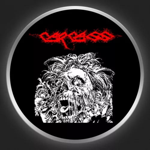CARCASS - Skull + Red Logo Button