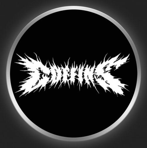 COFFINS - White Logo On Black Button