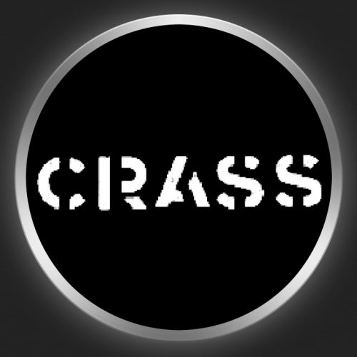 CRASS - White Logo On Black Button