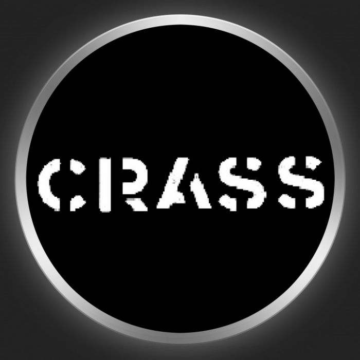 CRASS - White Logo On Black Button