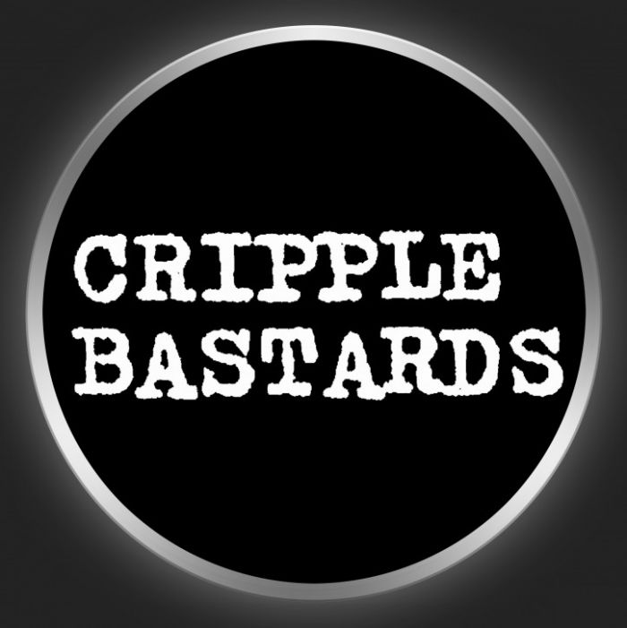CRIPPLE BASTARDS - White Logo On Black Button