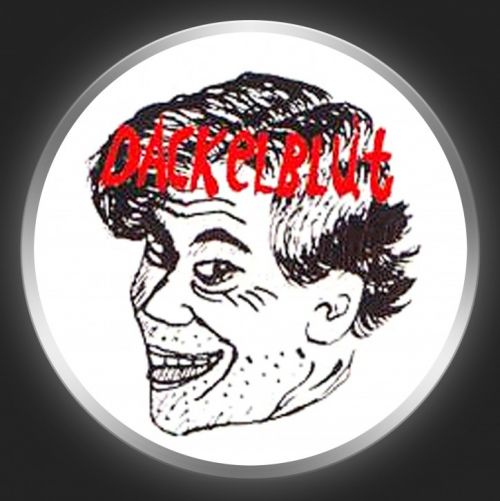 DACKELBLUT - Red Logo + Head On White Button