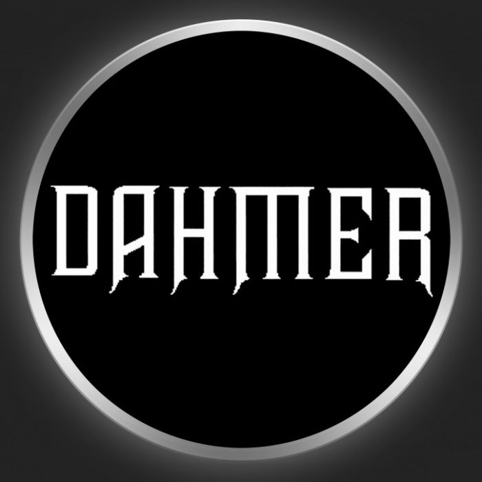 DAHMER - White Logo On Black Button