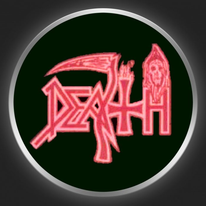 DEATH - Red Logo On Black Button
