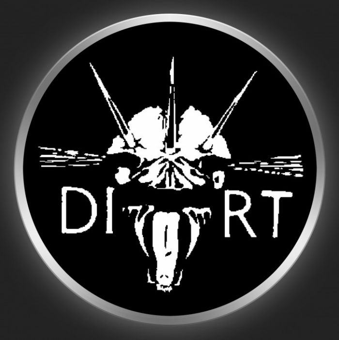 DIRT - White Logo + Skull On Black Button