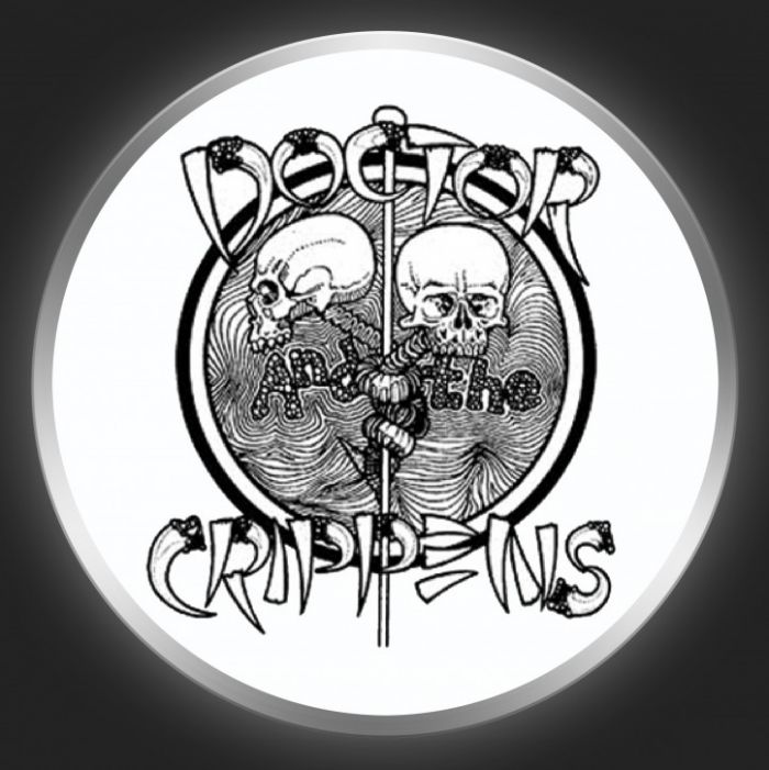 DOCTOR AND THE CRIPPENS - Black Logo On White Button