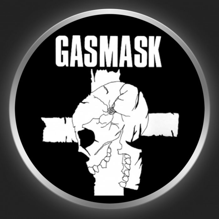 GASMASK - White Logo On Black Button
