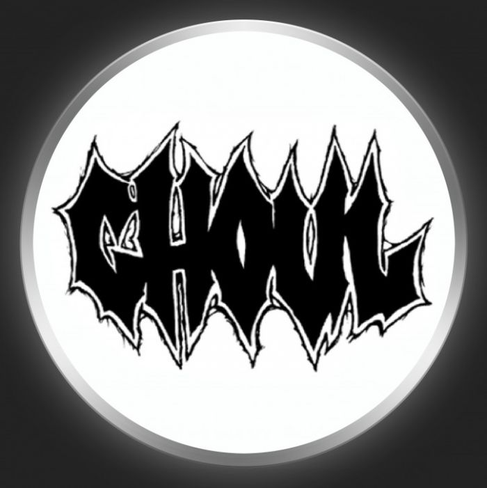 GHOUL - Black Logo On White Button