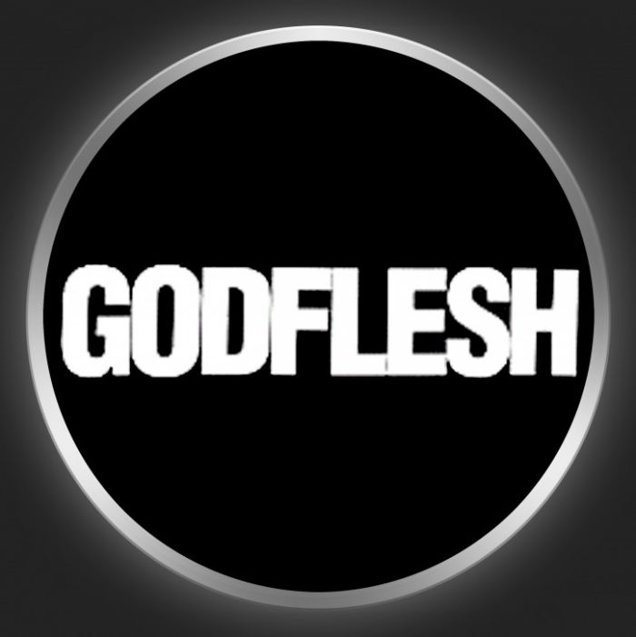 GODFLESH - White Logo On Black Button