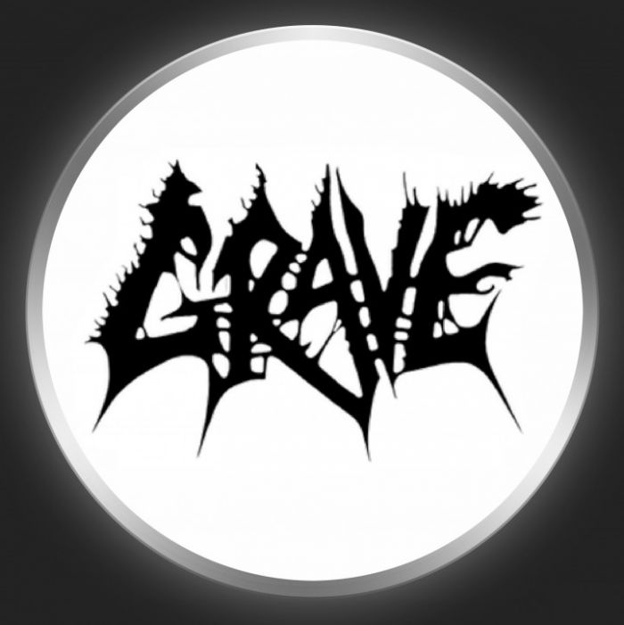 GRAVE - Black Logo On White Button