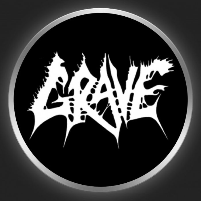 GRAVE - White Logo On Black Button