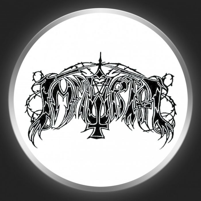 IMMORTAL - Black Logo On White Button