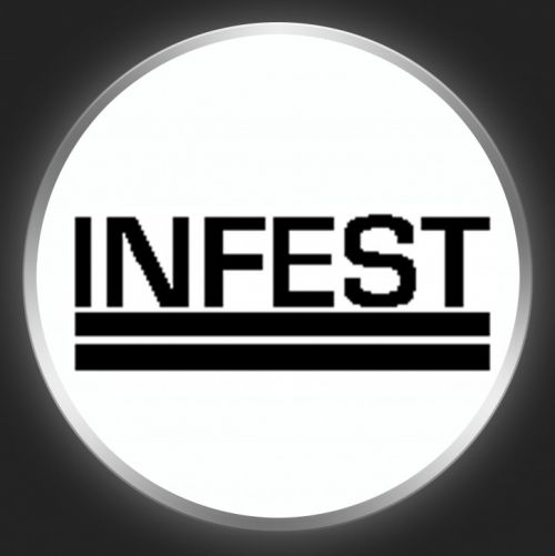 INFEST - Black Logo On White Button