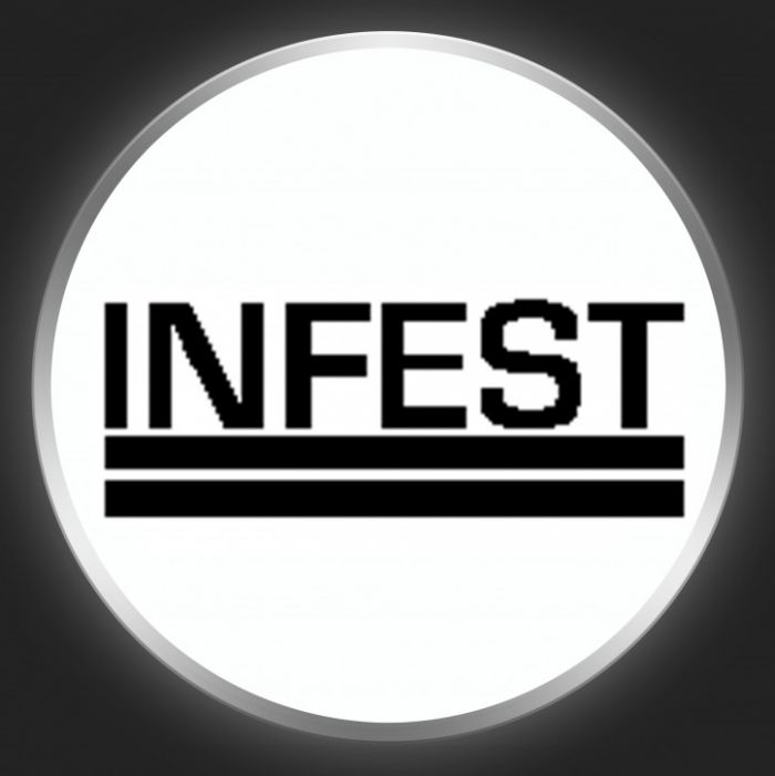 INFEST - Black Logo On White Button