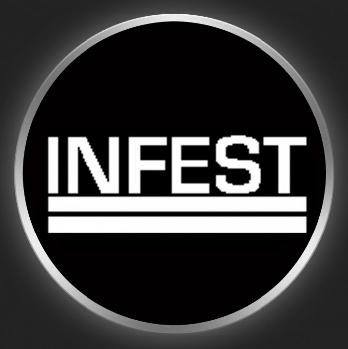 INFEST - White Logo On Black Button