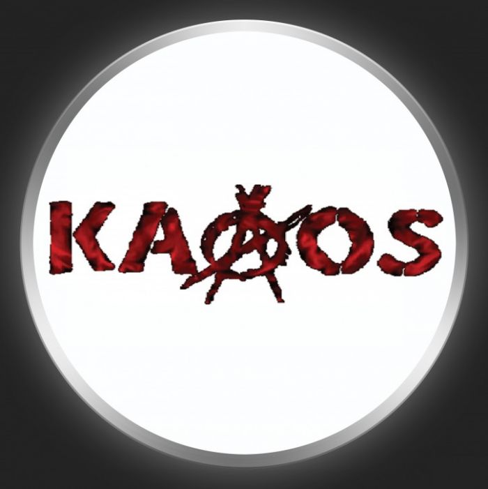 KAAOS - Red / Black Logo On White Button