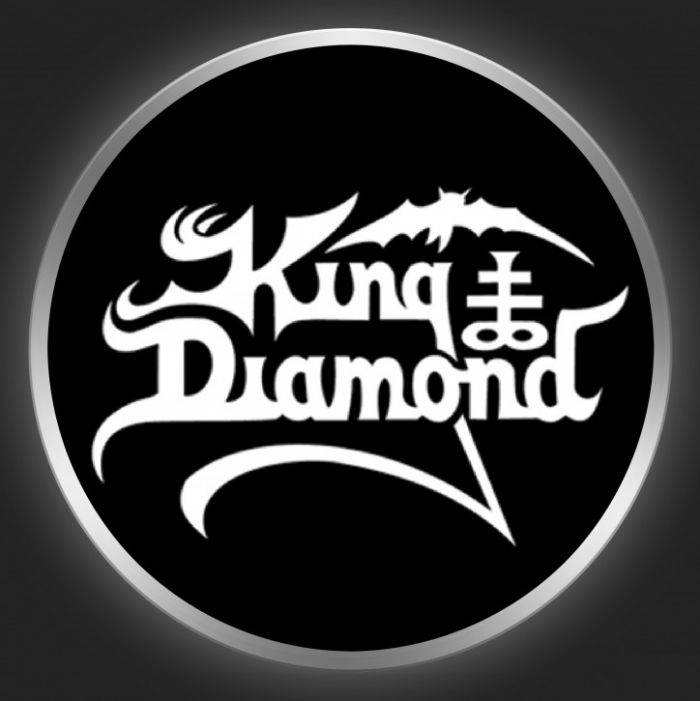 KING DIAMOND - White Logo On Black Button