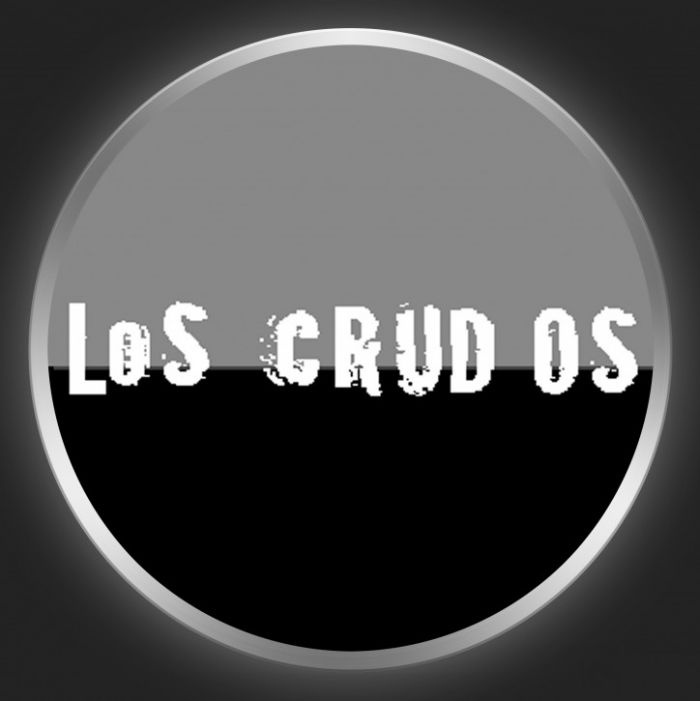 LOS CRUDOS - White Logo On Grey / Black Button