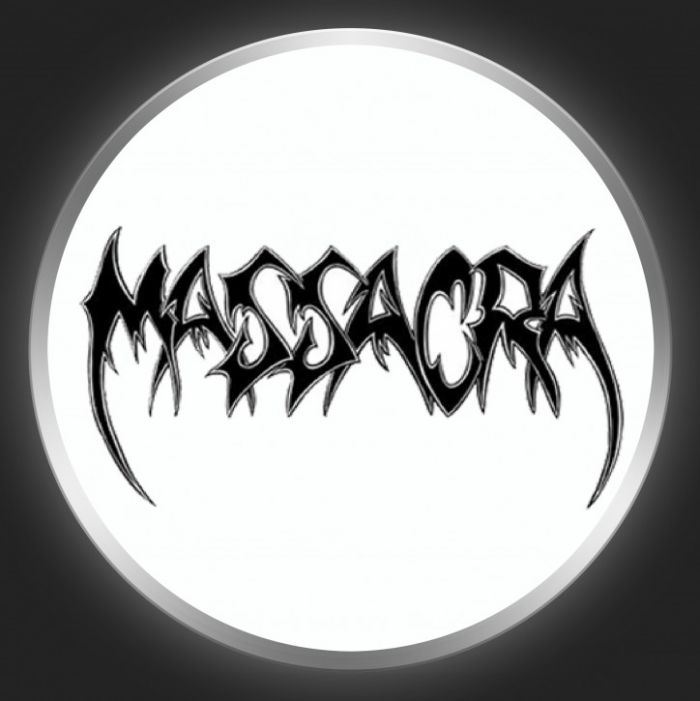 MASSACRA - Black Logo On White Button