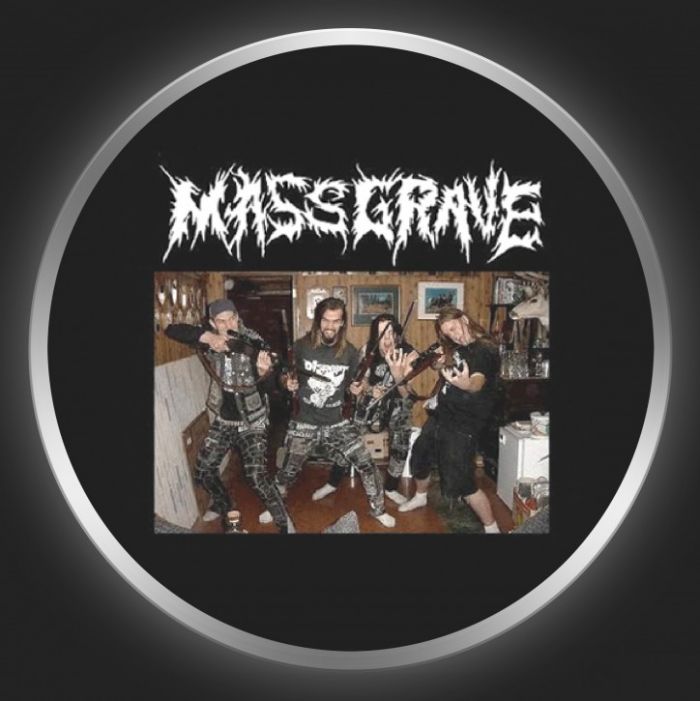 MASSGRAVE - White Logo + Band Photo On Black Button
