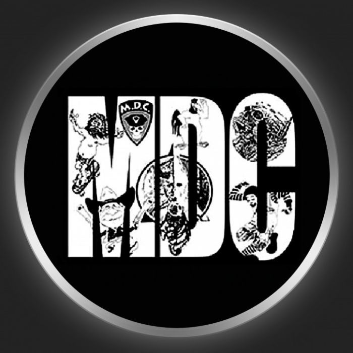 M.D.C. - White Logo On Black Button