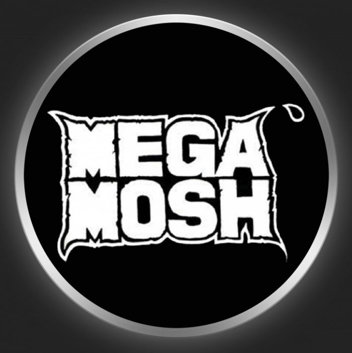 MEGAMOSH - White Logo On Black Button