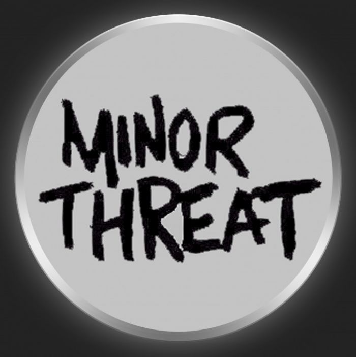 MINOR THREAT - Black Logo On Grey Button