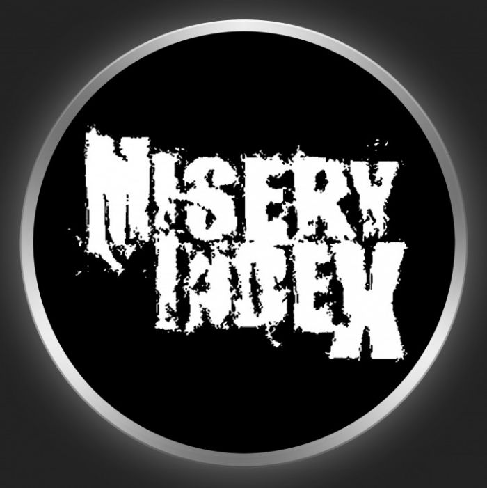 MISERY INDEX - White Logo On Black Button