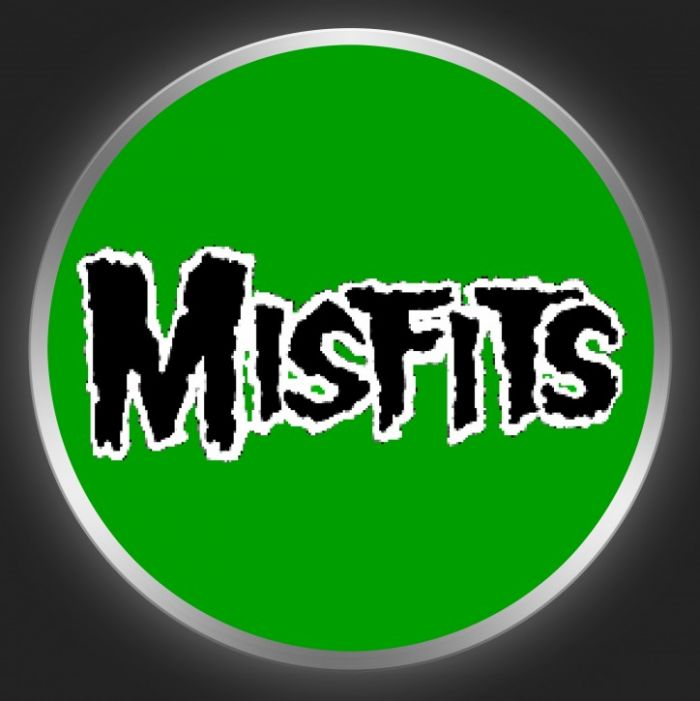 MISFITS - Black Logo On Green Button