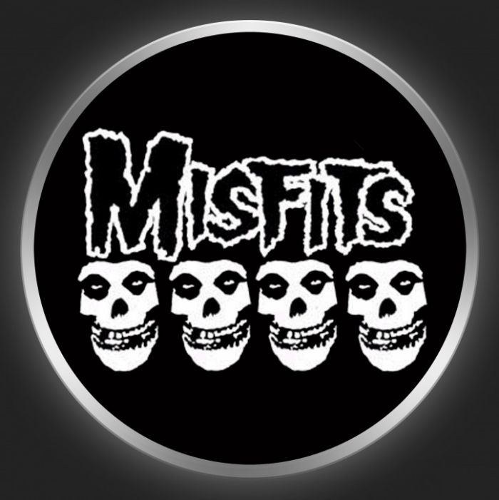 MISFITS - Logo + Skulls Button