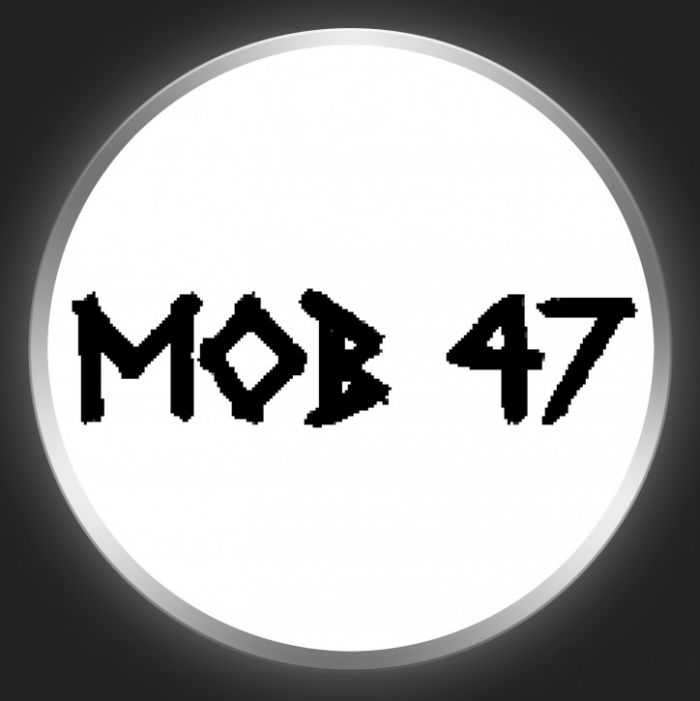 MOB 47 - Black Logo On White Button