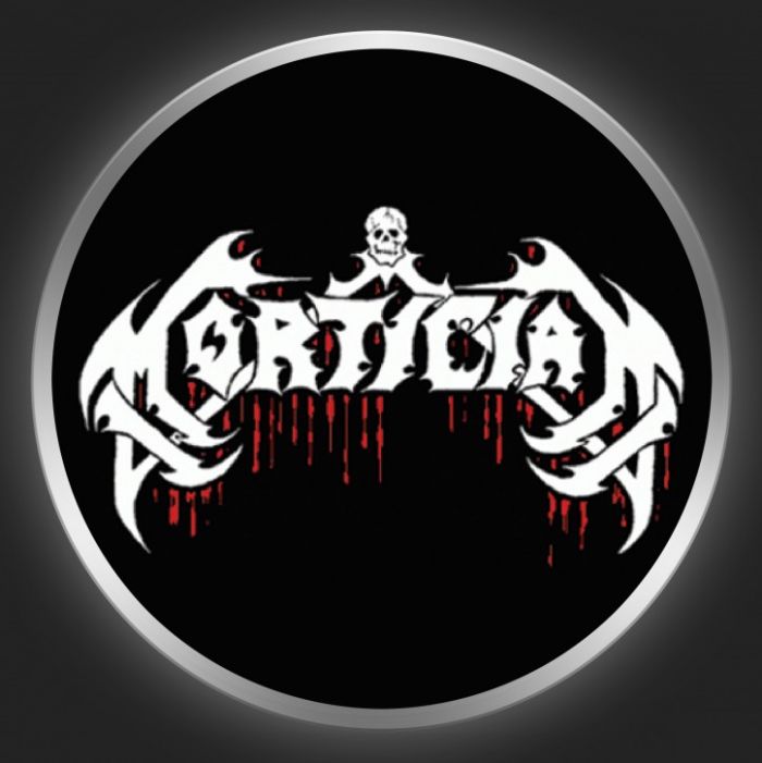 MORTICIAN - White Logo On Black Button