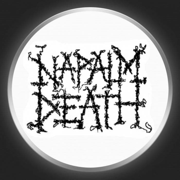 NAPALM DEATH - Black Logo On White Button