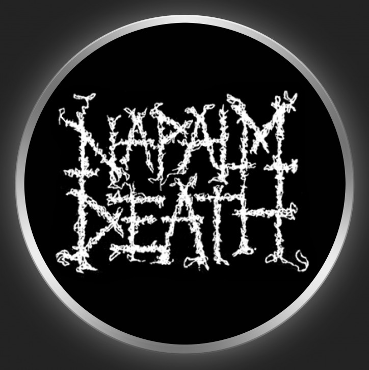 NAPALM DEATH - White Logo On Black Button
