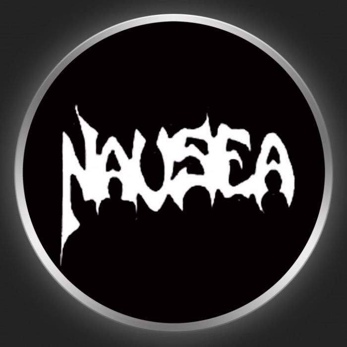 NAUSEA (LA) - White Logo On Black Button