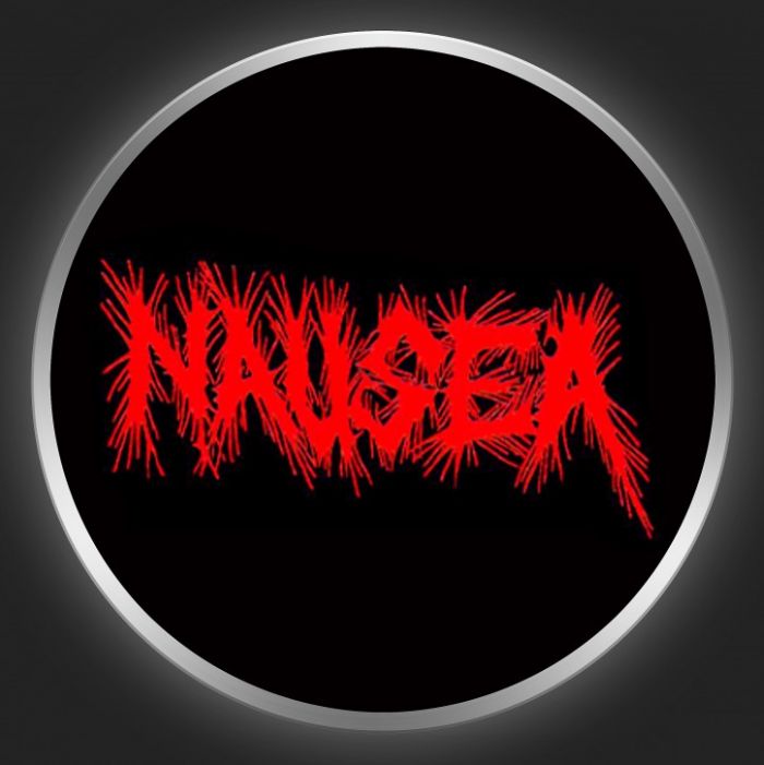 NAUSEA (NY) - Red Logo On Black Button
