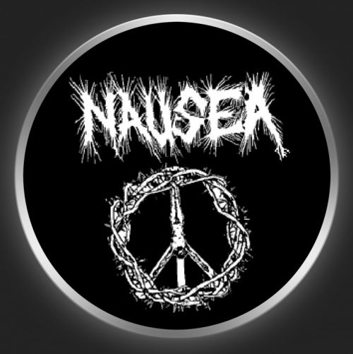 NAUSEA (NY) - White Logo And Cross Button