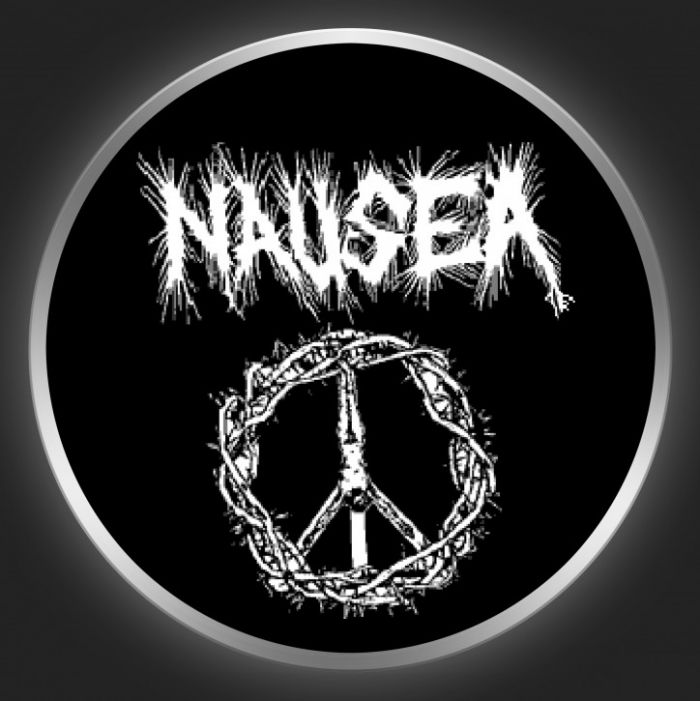 NAUSEA (NY) - White Logo And Cross Button
